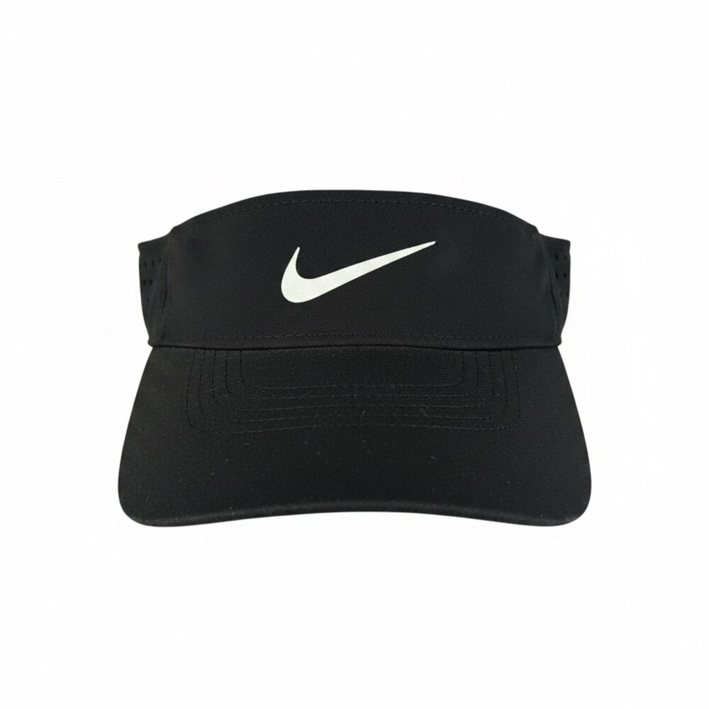 Nike Dri-FIT Ace Athletic Visor Black Golf Tennis Running Adjustable Hat Swoosh